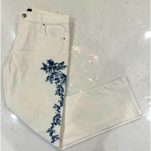 Ann Taylor White Embroidered Denim Size 2